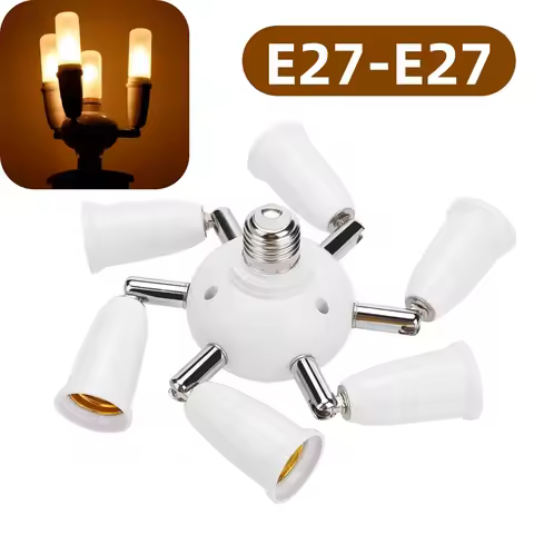 E27 to E27 Lamp Base Adjustable E27 Splitter 4/5/6/7 Heads Lamp Base LED Bulb Adapter Holder Socket 