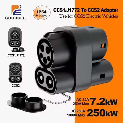 GOODCELL J1772/CCS1 to CCS2 EV AC/DC 32A/250A J1772/CCS1 To CCS2 Plug Charging Adaptor EV Charger Ad