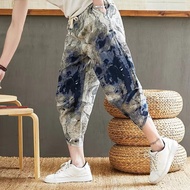 ❈ Hongxinjie summer men's shorts nine-point pants linen cotton linen loose casual sports outerwear with bundled feet mid-length beach pants