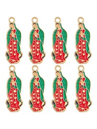 10 Piezas De Encantos De Virgen María Esmaltados Para Pulseras, Cuentas De Virgen De Guadalupe Para Joyería Mexicana Y Hacer Collares