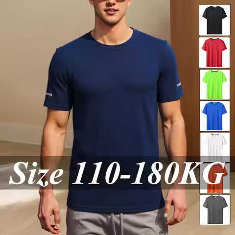 Quick Drying T-shirt Men Plus Size 1XL-7XL Round Neck Tees Short Sleeve Tops Oversized T-Shirt 110-1