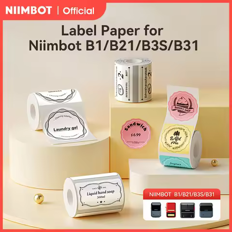 2 Rolls NIIMBOT B1 B21 B3S Thermal Label Clothing Price Food Self-adhesive Tag Waterproof Office Poc