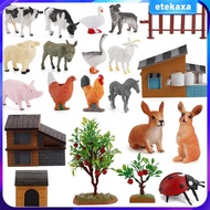 [Etekaxa] 21Pcs Farm Figurines Farm Animal Figures Toy Includes Fences Animals Farm Animals Set for 