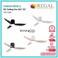 Fanco Rito-3 46"/ 52" DC Motor Ceiling Fan  LED (Optional Smart App/ With Smart App) - Regal Lighting