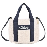 Chloe 經典品牌LOGO泰迪絨毛手提/肩背包（海軍藍）_廠商直送