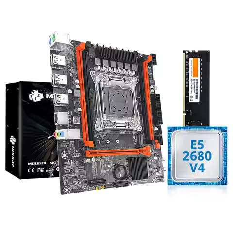MOUGOL X99 Gaming Motherboard Kit with Intel Xeon E5 2680 V4 & DDR4 8Gx1 2133MHz Dual Channel ECC RA