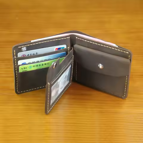 Luxury Handmade 100% Genuine Leather Men Wallet Purse Short Money Clip with Coin Pocket Male Money B