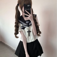 JK Uniform Sailor Suit Black Pleated Skirt Top Suit Women's Clothing