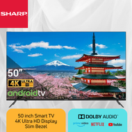 SHARP TV 50" Inch Frameless TV 4K Ultra HD Smart TV Direct LED Android TV