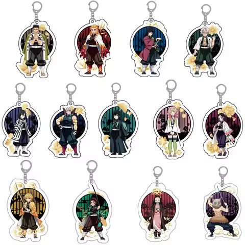 Demon Slayer Acrylic Keychain Anime Action Figures Shinobu Tanjirou Tokito Hashibira Inosuke Rengoku