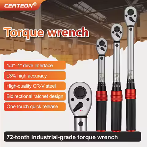 Adjustable Torque Wrench Set 1/4″ 3/8″ 1/2″ Click Ratchet Torque Wrench CRV Steel Industrial Bicycle