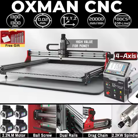 BulkMan3D OXMAN CNC Router Machine 4-Axis DDCSV4.1 Offline Control SFU1610 Ball Screw Engraver For W