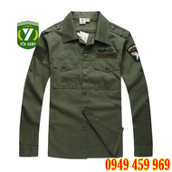 Áo Sơ Mi Lính Nam Dài Tay Túi Hộp Màu Xanh Rêu / Rằn Ri - Mã A107