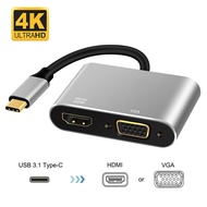 2in1 USBC HDMI HUB Type-C to Hdmi 4K VGA 1080P Video Adapter USB C HUB Converter for Laptop Phone Projector TV
