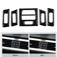 New⚡ Car Carbon Fiber Interior Central Air Vent Outlet Trim For BMW E90 E92 E93