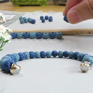 DIY材料包 香氛串珠磁扣手鍊 軍藍粉藍雙色香氛石 附教學影片