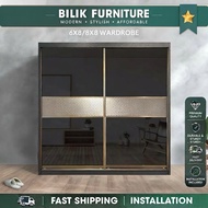 💥 Free Intsall💥- 6x8ft & 8x8ft Wardrobe | 8x8 kaki Almari | Anti-jump | sliding wardrobe | glass