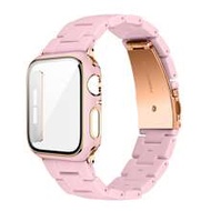 2-In-1 Young Fashionable Women's Watch Band And Protective Case Set: Light PC Resin Rose Gold Metal 