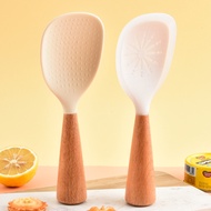 Vertical Silicone Rice More Chinese Non-Stick Rice Cooker Rice Spoon Wooden Handle Spoon Household R
