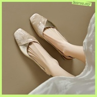 elle heels Chinese high heels Percetakan retro gaya Cina baru sandal kepala persegi wanita tumit teb