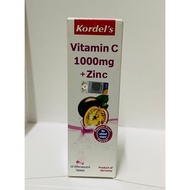 (Clearance) Kordel's Vitamin C 1000mg + Zinc Effervescent Passion Fruit Flavour 1 small box=10tablets（Sugar Free)