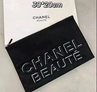 Chanel 香奈兒黑色帆布超大刺繡帆布收納包
