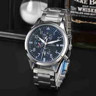 Iwc iwc te Pilot Series Mechanical Movement Waterproof Dual Display Antimagnetic Men's Watch Rui Watch Blue Dial Stainless Steel Case Genuine Leather Strap