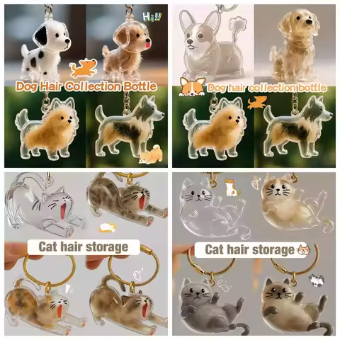 Transparent Cat Hair Storage Keychain Pet Fur Storage Ornament Keepsake Capsule Backpack Bag Hanging