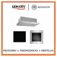 Bertazzoni P603I30NV 60cm Induction Hob + F605MODEKX 60cm Electric Built-in Ovens + K60TELXA 60 cm Telescopic Hood Bundl