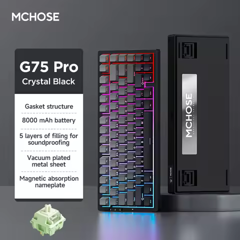 MCHose G75 Pro Gaming Mechanical Keyboard, Tri-Mode Wireless Hot Swappable RGB Backlit Ergonomic Des