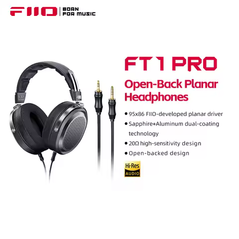 FiiO FT1 Pro Open-Back Planar Magnetic Wired Hi-Fi Headphones for Home, Studio, Recording, High Sens