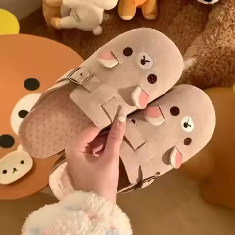 Women's Shoes Cartoon New Thick Bottom Rilakkuma Height Increase Anime Peripheral Cute Retro Rilakku