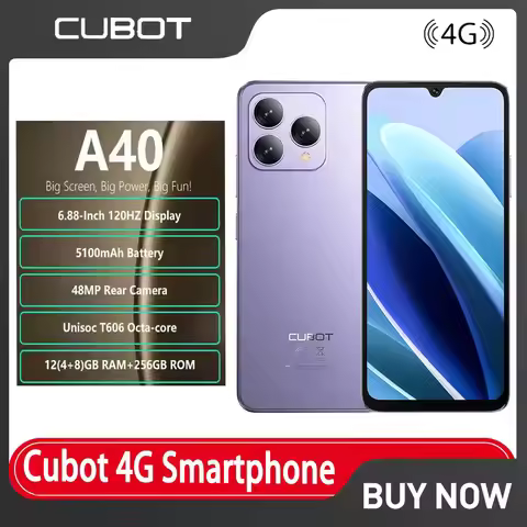 CUBOT A40 SmartPhone 6.88-inch 120Hz Display 48MP Main Camera 4GB RAM+256GB ROM 5100mAh Battery NFC 