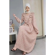 New version pleated dress floral printed muslimah fashion wear