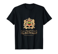 Golden Emblem of Kingdom Of Morocco with Morocco Flag Sign T-Shirt