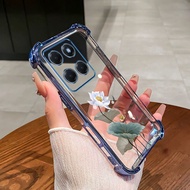 【 Hot Sale 】Case for Honor X8 4G 5G X6A X6B X8C X8A X8B phone case TPU Lotus flower pattern four cor