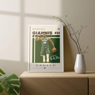 Giannis Antetokounmpo Poster, Milwaukee Bucks ,NBA Fans, Basketball canvas Print, Sports Poster, Gift For fan, wall art