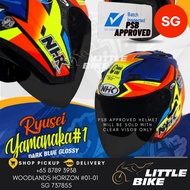 SG SELLER 🇸🇬 PSB APPROVED NHK GT avenger Ryusei Yamanaka #1 Blue Glossy open face motorcycle helmet with sun visor