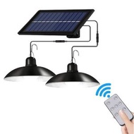 太陽能天花燈,吊燈,吸頂燈家用室內燈（太陽能板必須要安裝室外）【吊燈雙頭遙控（白光）】#H099033630