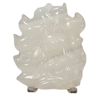 White Afghanistan jade carving 9 tail fox L08