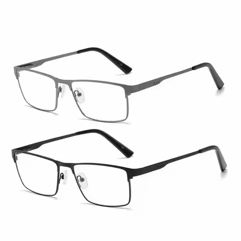 Large FrameReader +1.25 1.5 1.75 2.0 5.0 6.0 Men Square Metal Reading Presbyopia Glasses Gafas Lectu