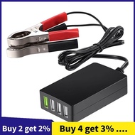 12V/24V to 5V 4-Port USB Charger Usb Charger Multiport Usb Charger with Battery Clip for Other Smart