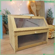 [Hevalxa] Bamboo Bread Box Bread Bin Cans Bread Holder Kitchen Canisters Bread Storage Container for Shop Flour Food Tea