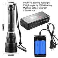 <EX SHOP> 【Highly Recommend】PUTEER XHP70.2ไฟฉาย LED ใต้น้ำ100M ไฟดำน้ำกันน้ำ Scuba ไฟฉายดำน้ำไฟฉายสำ