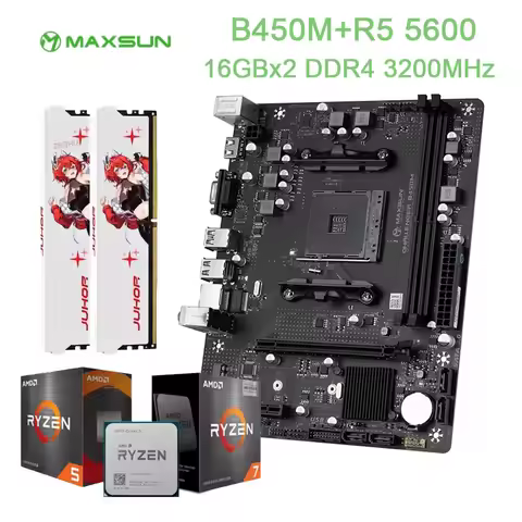 MAXSUN B450M AMD AM4 Motherboard Support R5 5600 2 PCS DDR4 AMD board M.2 NVME supports Ryzen 3600 4