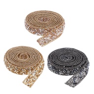 [tenlzsp0bc] 1 Yard Diamond Ribbon Crystal Beaded  Patch Clothes Dress Bag Applique, Rhinestone Ribb