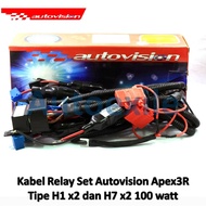 Autovision Apex3R Relay Cable Set for H1 H7 12V 100W High Watt Car Lights 4x40A