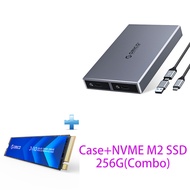 กรณีโปรโตคอลคู่ที่มีครีบความร้อน ORICO ทั้งหมดอลูมิเนียม Dual Bay Dual NVMe M2 SSD กรณีสนับสนุน M.2