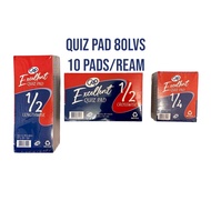 Excellent Quiz Pad Paper (1/2 lengthwise, 1/2 crosswise, 1/4 quiz pad) 80lvs, 10 pads/ream