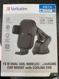 VERBATIM 15W 雙線圈車用無線充電器(內置冷卻風扇) #66896